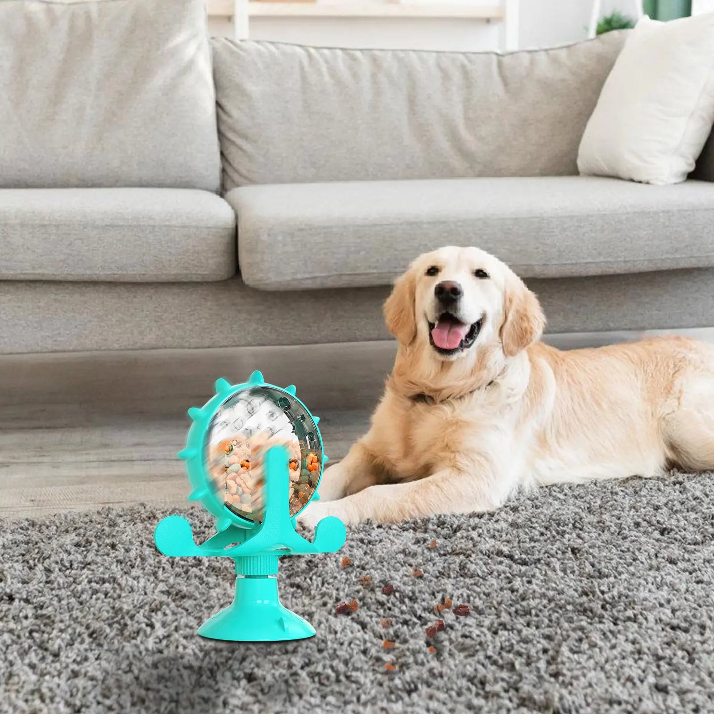 Dog Toy with 360° Rotating Food Dispensing Wheel