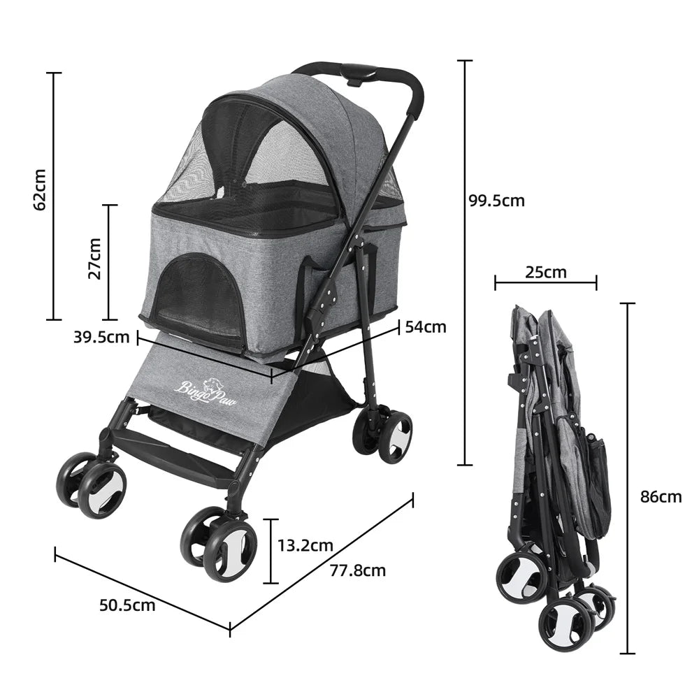 Foldable Travel Carrier Strolling Cart with Rain Cover