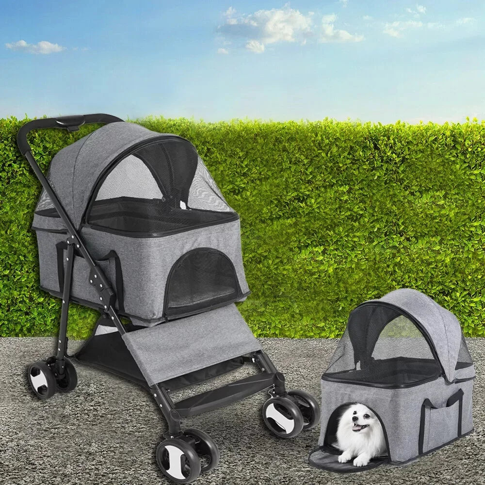 Foldable Travel Carrier Strolling Cart with Rain Cover