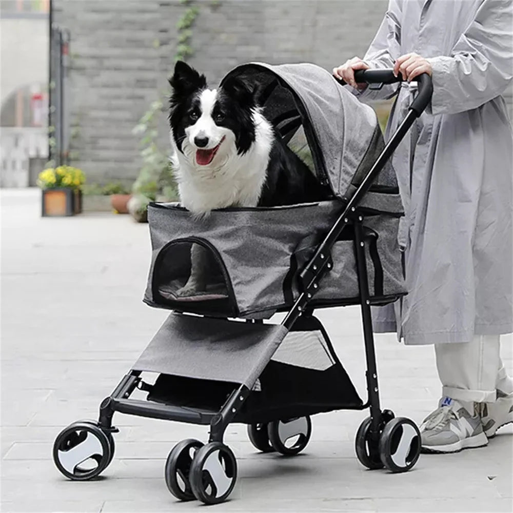 Foldable Travel Carrier Strolling Cart with Rain Cover