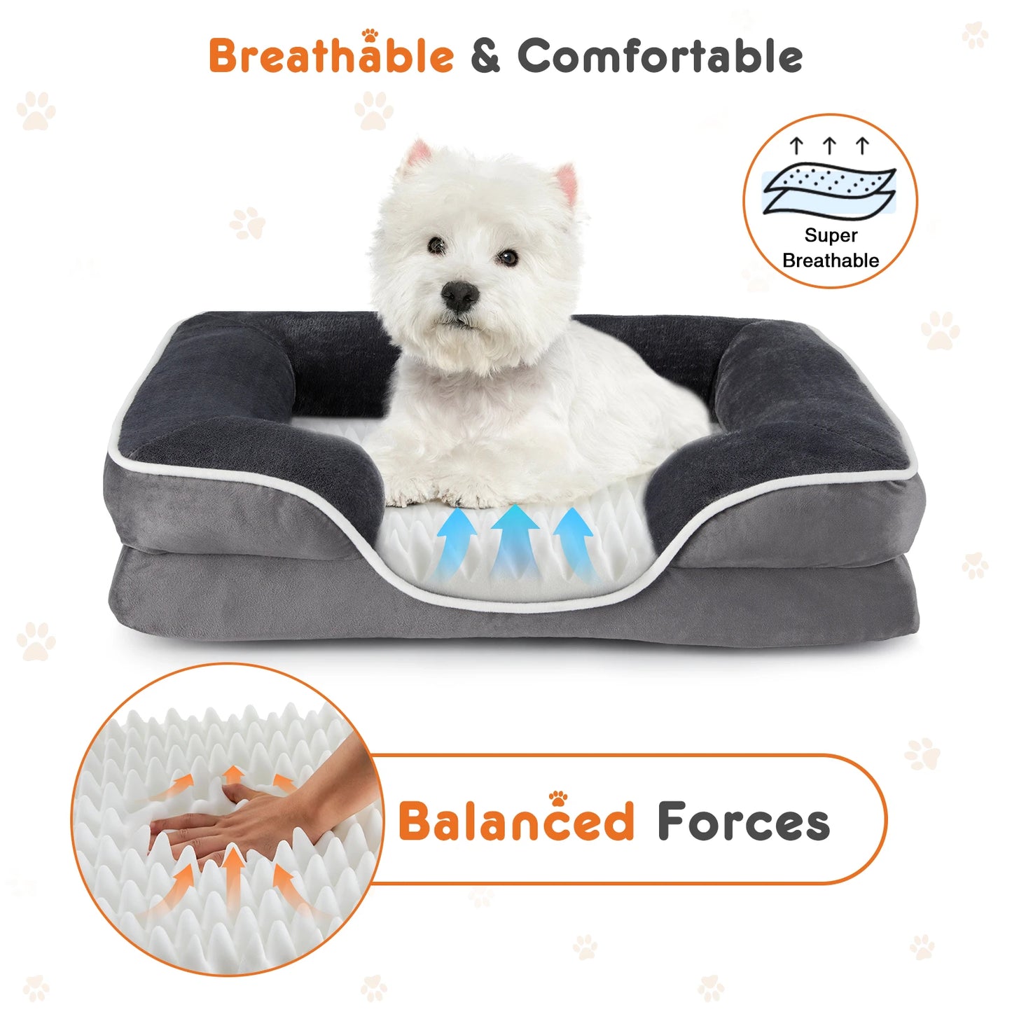 Non-Slip Base Waterproof Liner Orthopedic Dog Bed