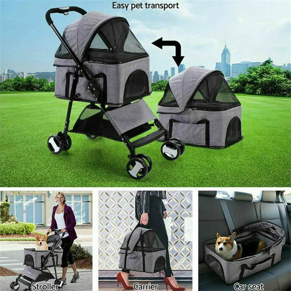 Foldable Travel Carrier Strolling Cart with Rain Cover