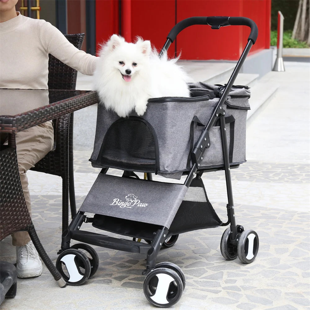 Foldable Travel Carrier Strolling Cart with Rain Cover