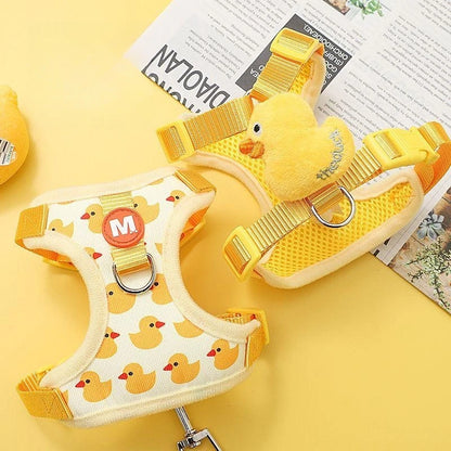 Cartoon Duck Dog Harness and Leash Set