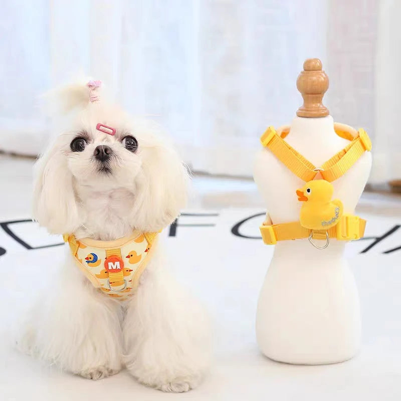 Cartoon Duck Dog Harness and Leash Set