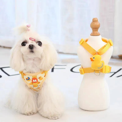 Cartoon Duck Dog Harness and Leash Set