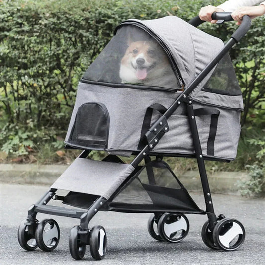 Foldable Travel Carrier Strolling Cart with Rain Cover